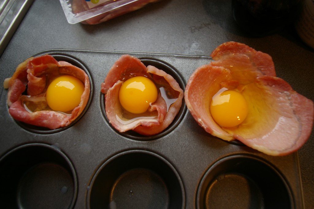 Eggs cracked before cooking.