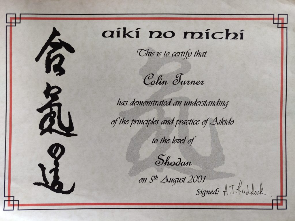 Shodan Certificate in Aikido