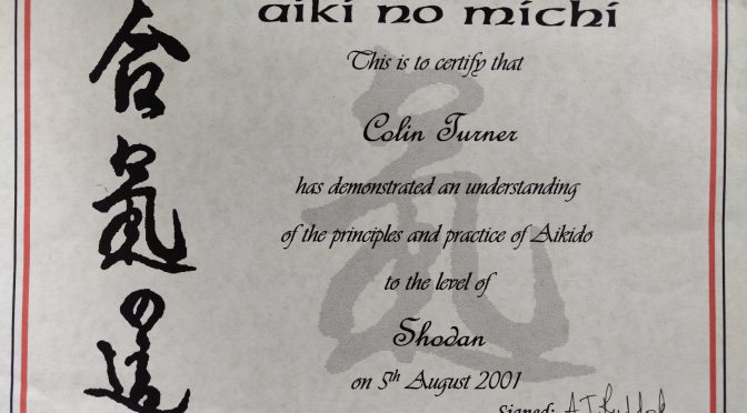Shodan Certificate in Aikido
